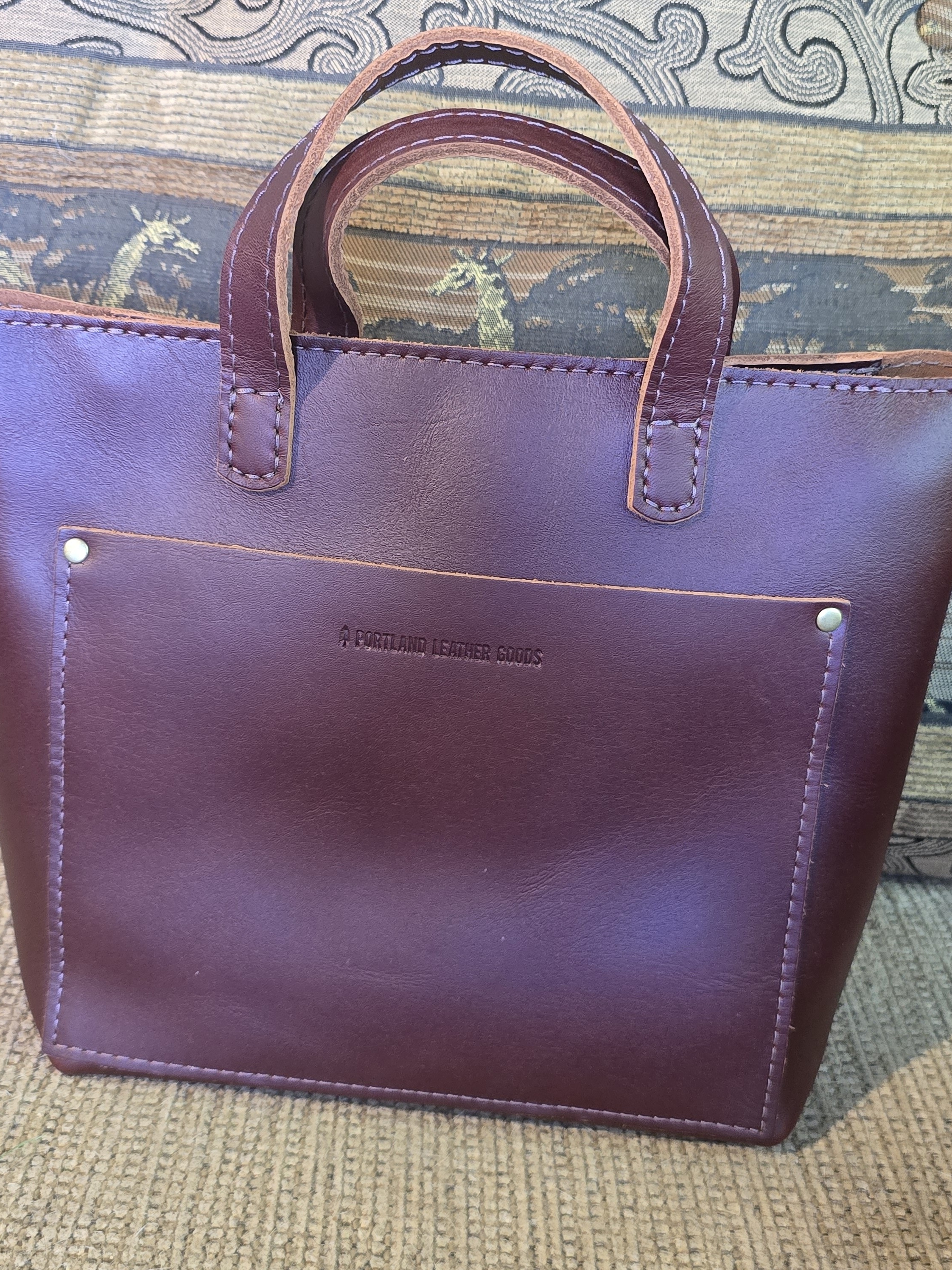 Portland Leather Goods Cognac Mini Crossbody Leather Tote